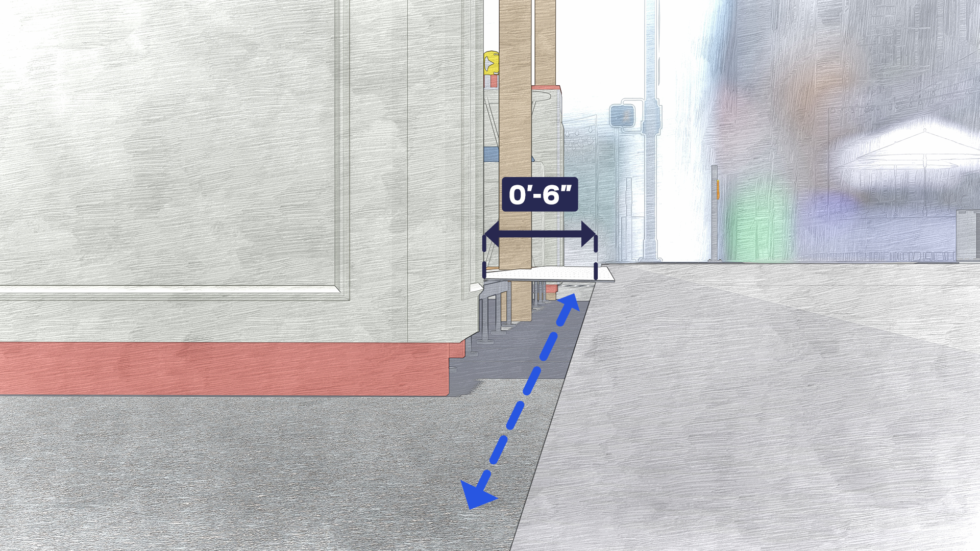 Diagram showing the required drainage channel.