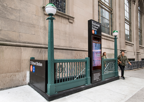 Image of a subway stair located at the building line