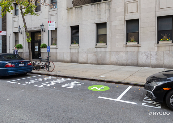 Image of a car share only parking space on the roadway