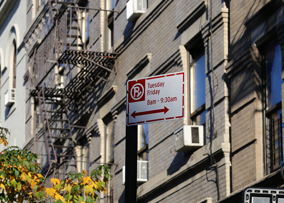 Photo showing an alternate side parking sign.