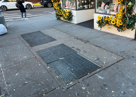 Transformer vault in sidewalk