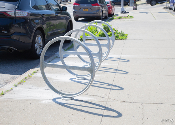 Image of a bike corral on the sidewalk