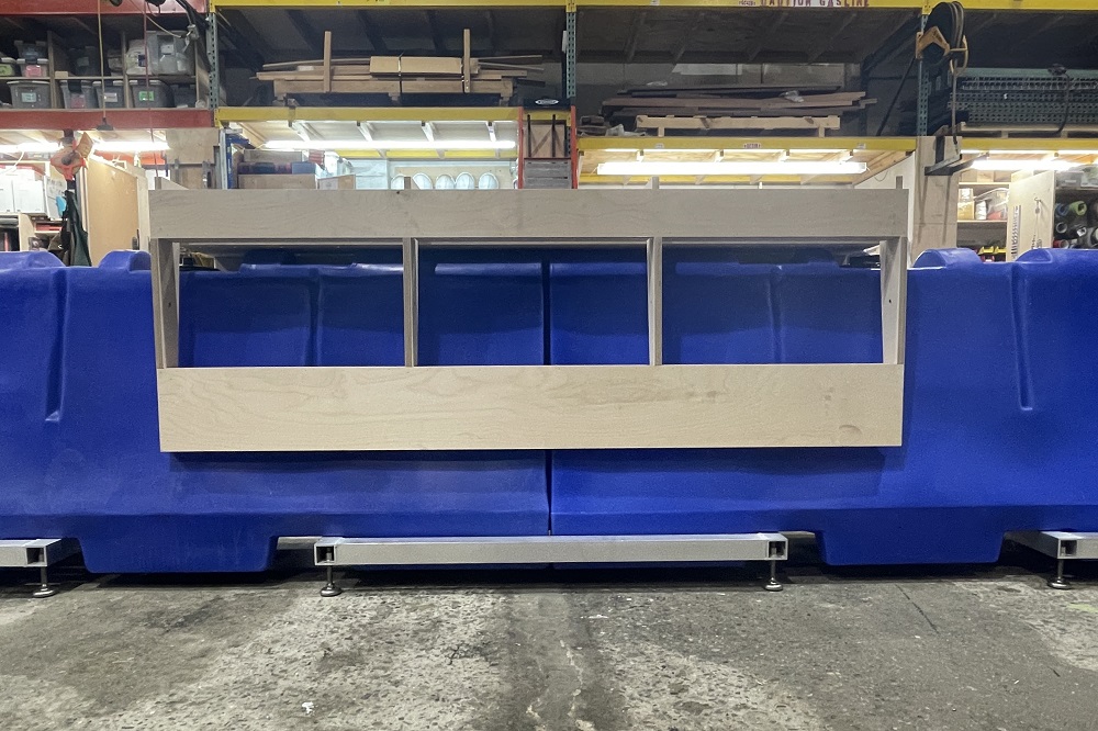 Fabrication of blue barriers with a planter frame on top