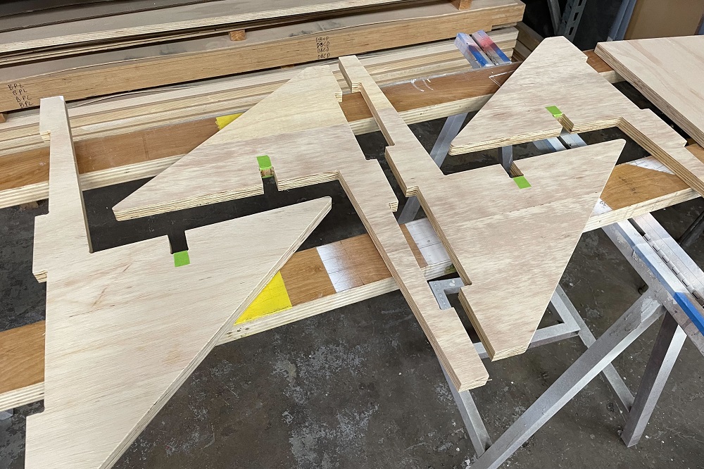 Wood components of the mid-block setup.